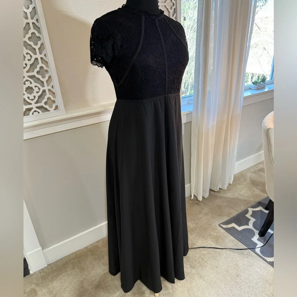 Chic Black Lace Maxi Dress - Picture 2 of 12